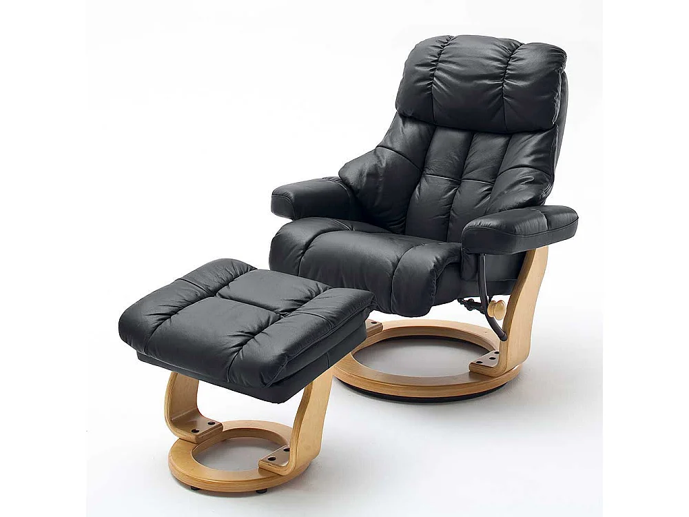 TV Sessel in Schwarz Leder Relaxfunktion (zweiteilig)