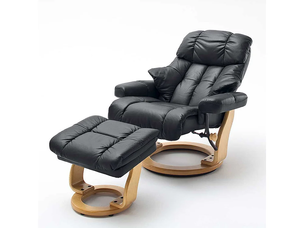 TV Sessel in Schwarz Leder Relaxfunktion (zweiteilig)