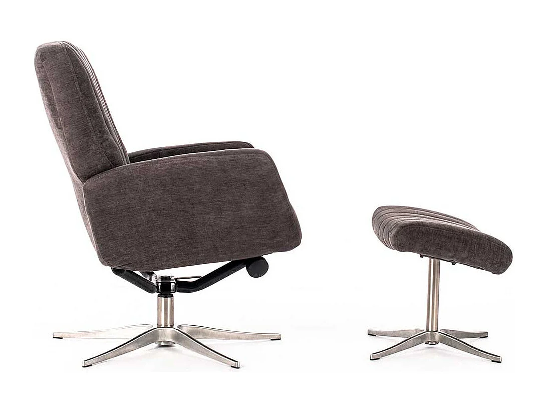 Komfortsessel in Dunkelgrau Webstoff Fußhocker (zweiteilig)