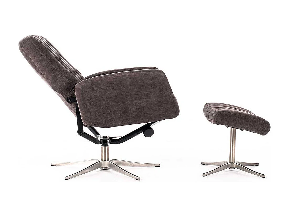 Komfortsessel in Dunkelgrau Webstoff Fußhocker (zweiteilig)