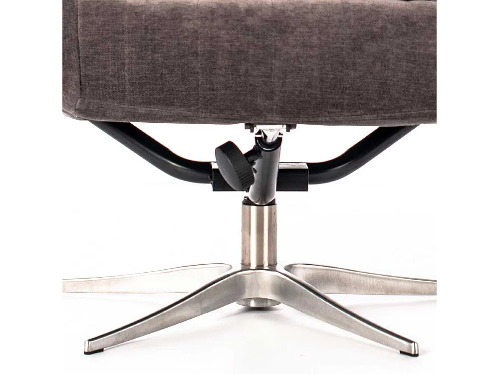 Komfortsessel in Dunkelgrau Webstoff Fußhocker (zweiteilig)