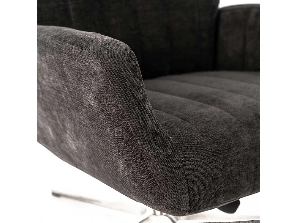 Komfortsessel in Dunkelgrau Webstoff Fußhocker (zweiteilig)