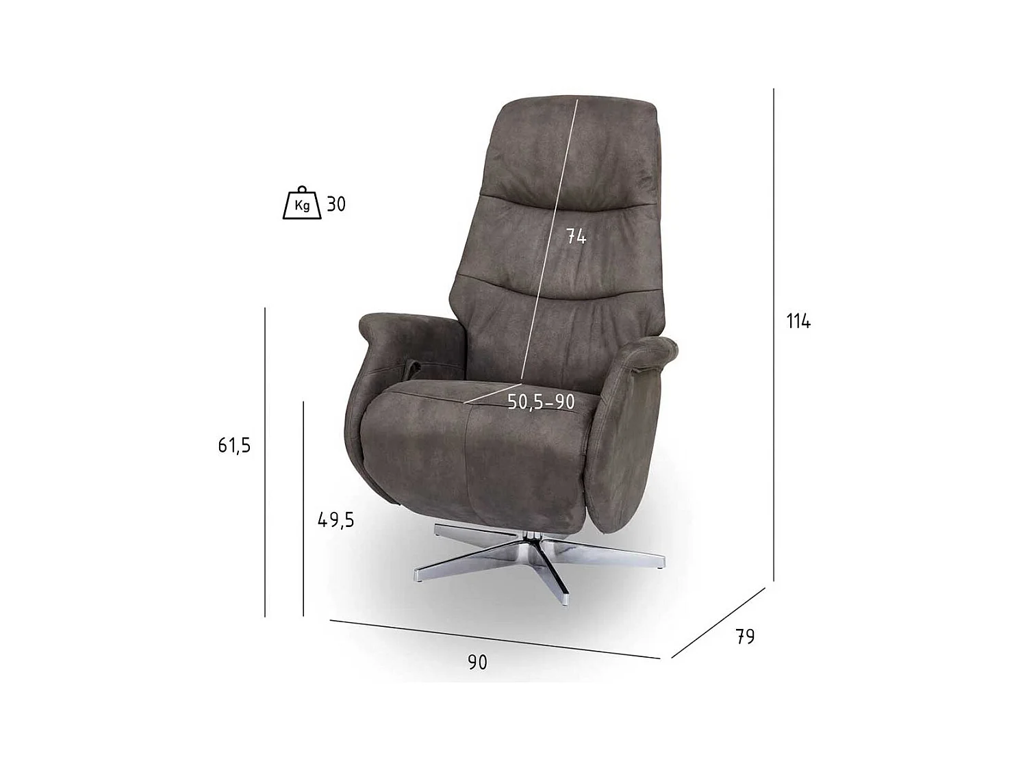 Komfortsessel in Braun Microfaser Relaxfunktion