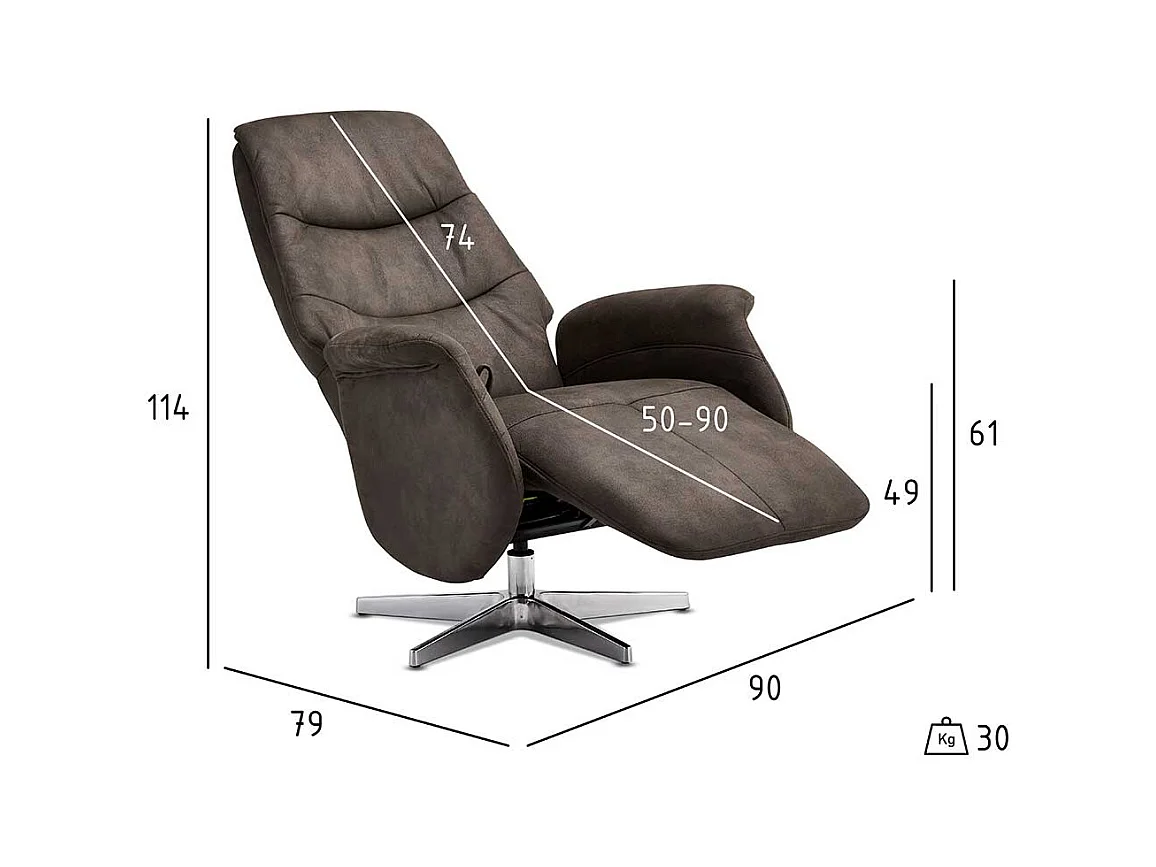 Komfortsessel in Braun Microfaser Relaxfunktion