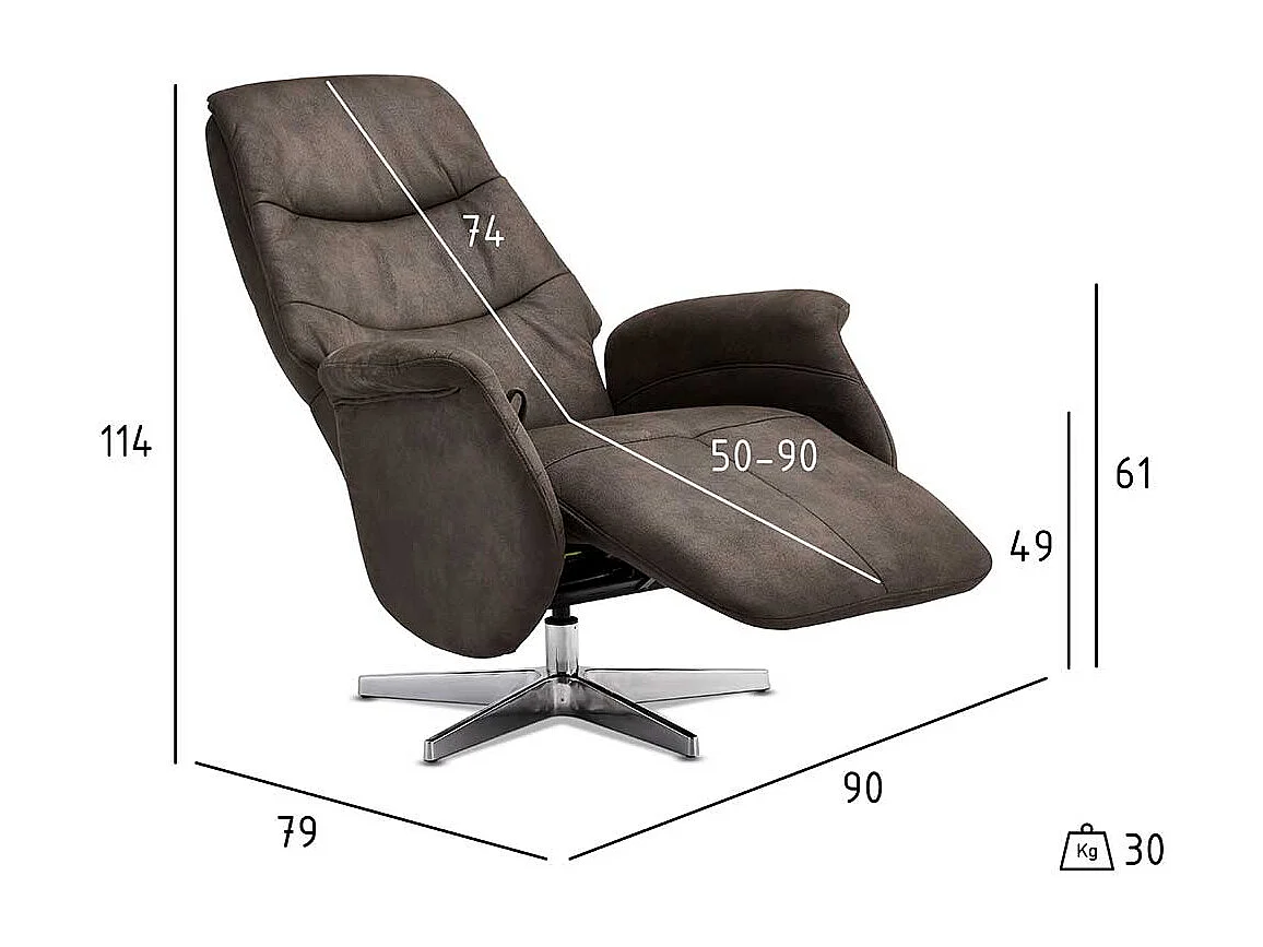 Komfortsessel in Braun Microfaser Relaxfunktion