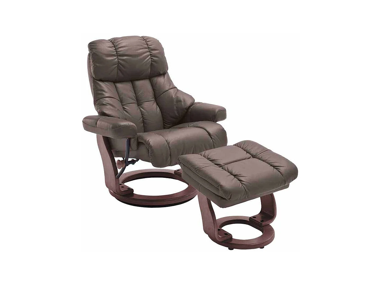 Fernsehsessel in Braun Echtleder mit Hocker (zweiteilig)