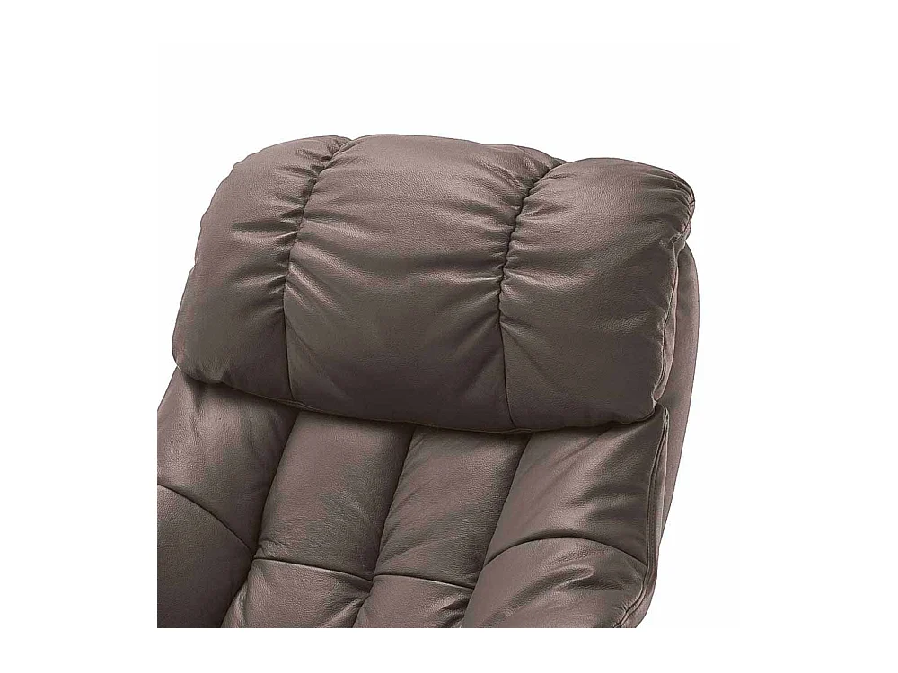 Fernsehsessel in Braun Echtleder mit Hocker (zweiteilig)