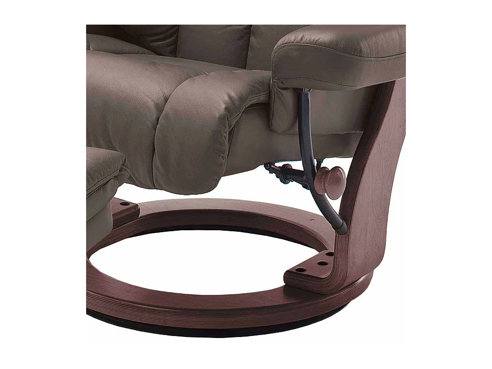 Fernsehsessel in Braun Echtleder mit Hocker (zweiteilig)