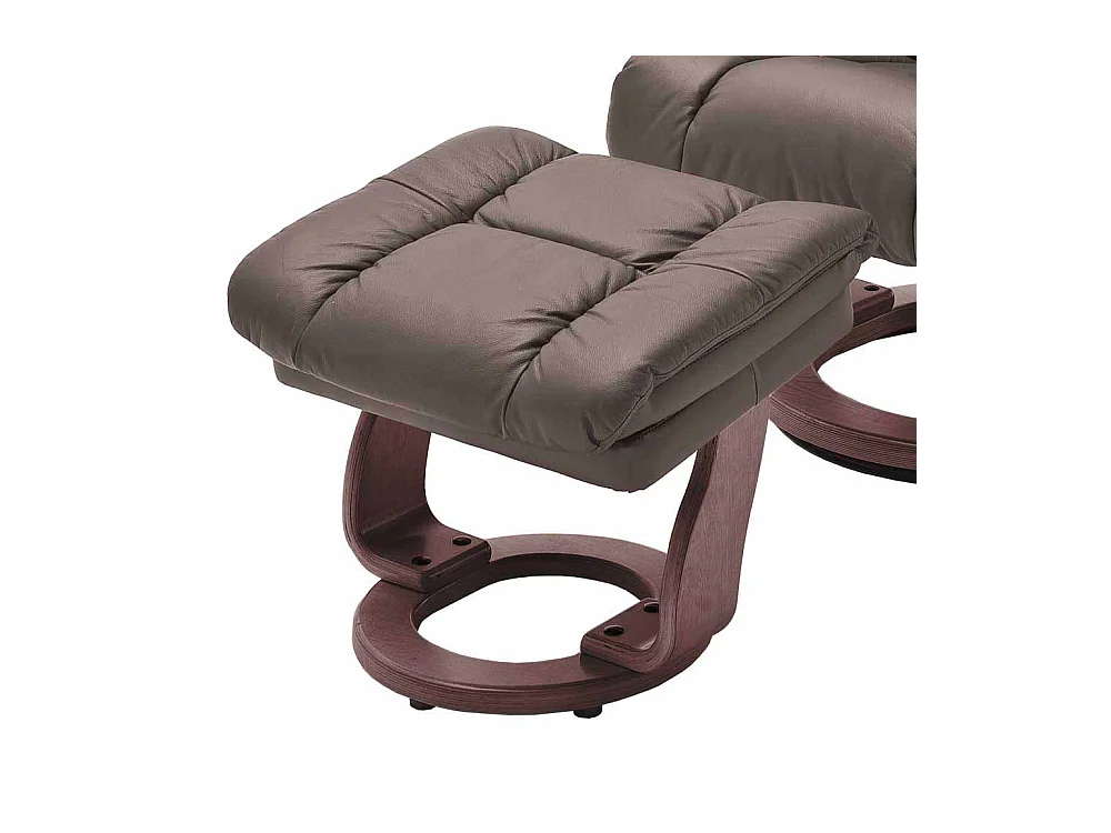 Fernsehsessel in Braun Echtleder mit Hocker (zweiteilig)