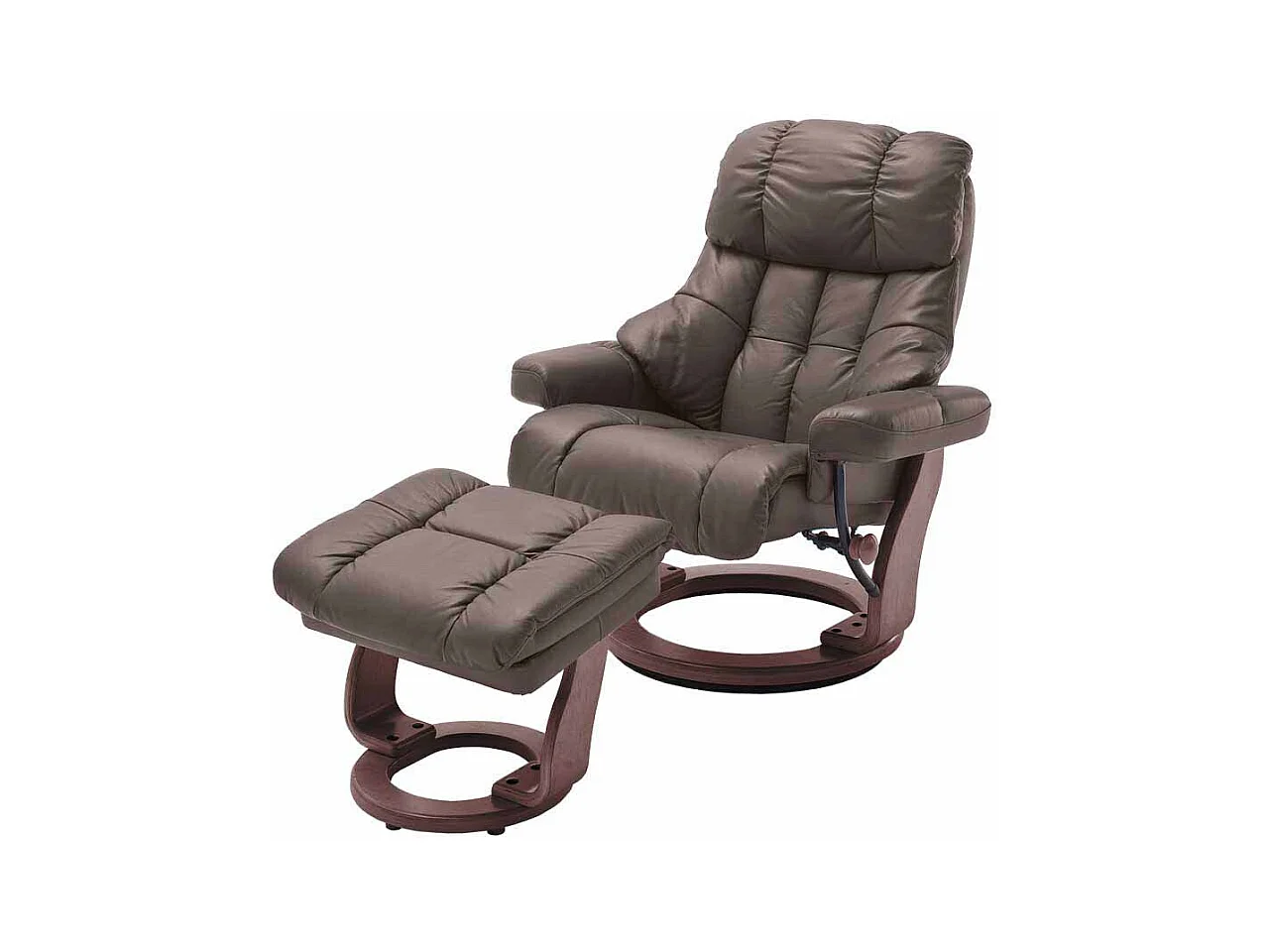 Fernsehsessel in Braun Echtleder mit Hocker (zweiteilig)