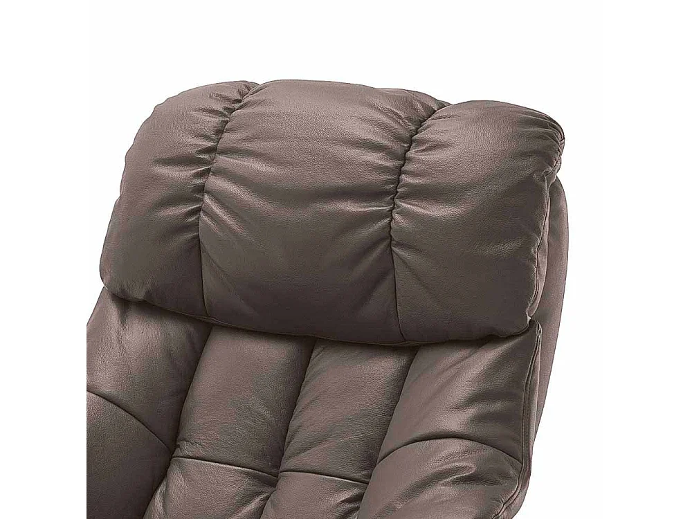 Fernsehsessel in Braun Echtleder mit Hocker (zweiteilig)