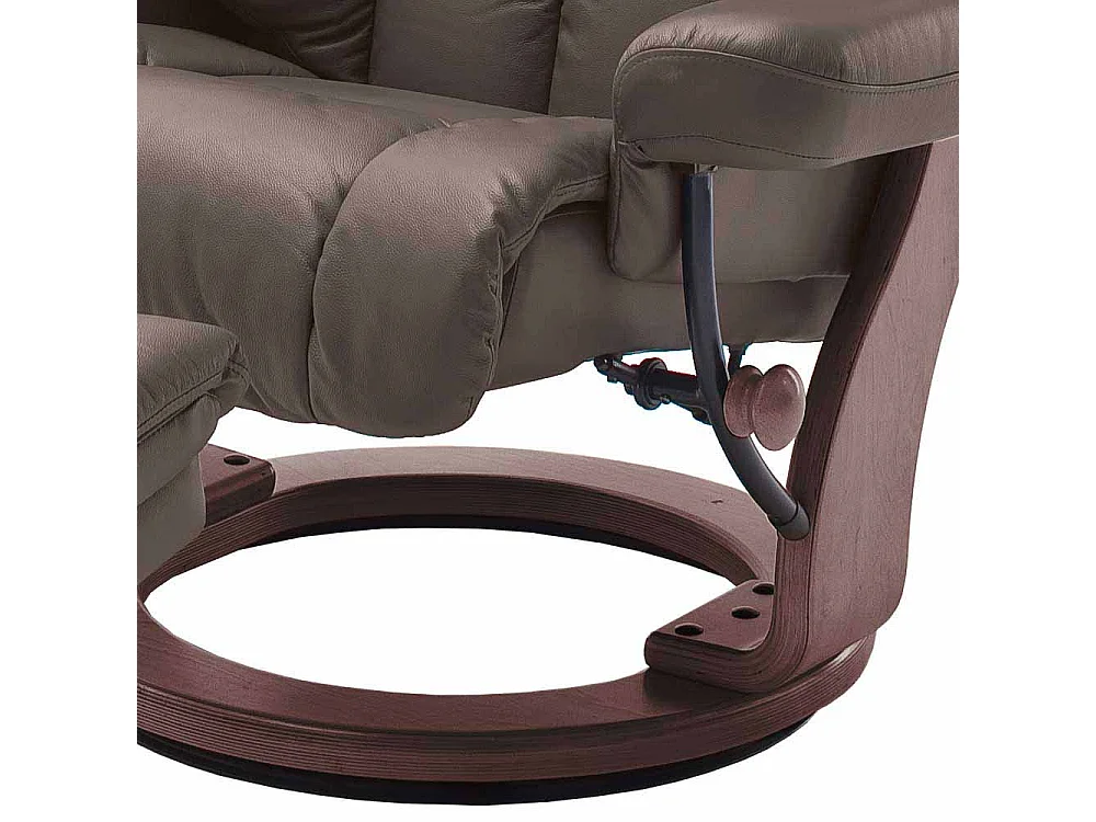 Fernsehsessel in Braun Echtleder mit Hocker (zweiteilig)