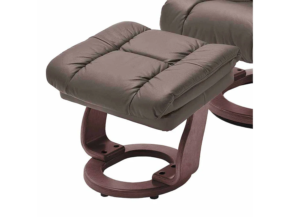 Fernsehsessel in Braun Echtleder mit Hocker (zweiteilig)