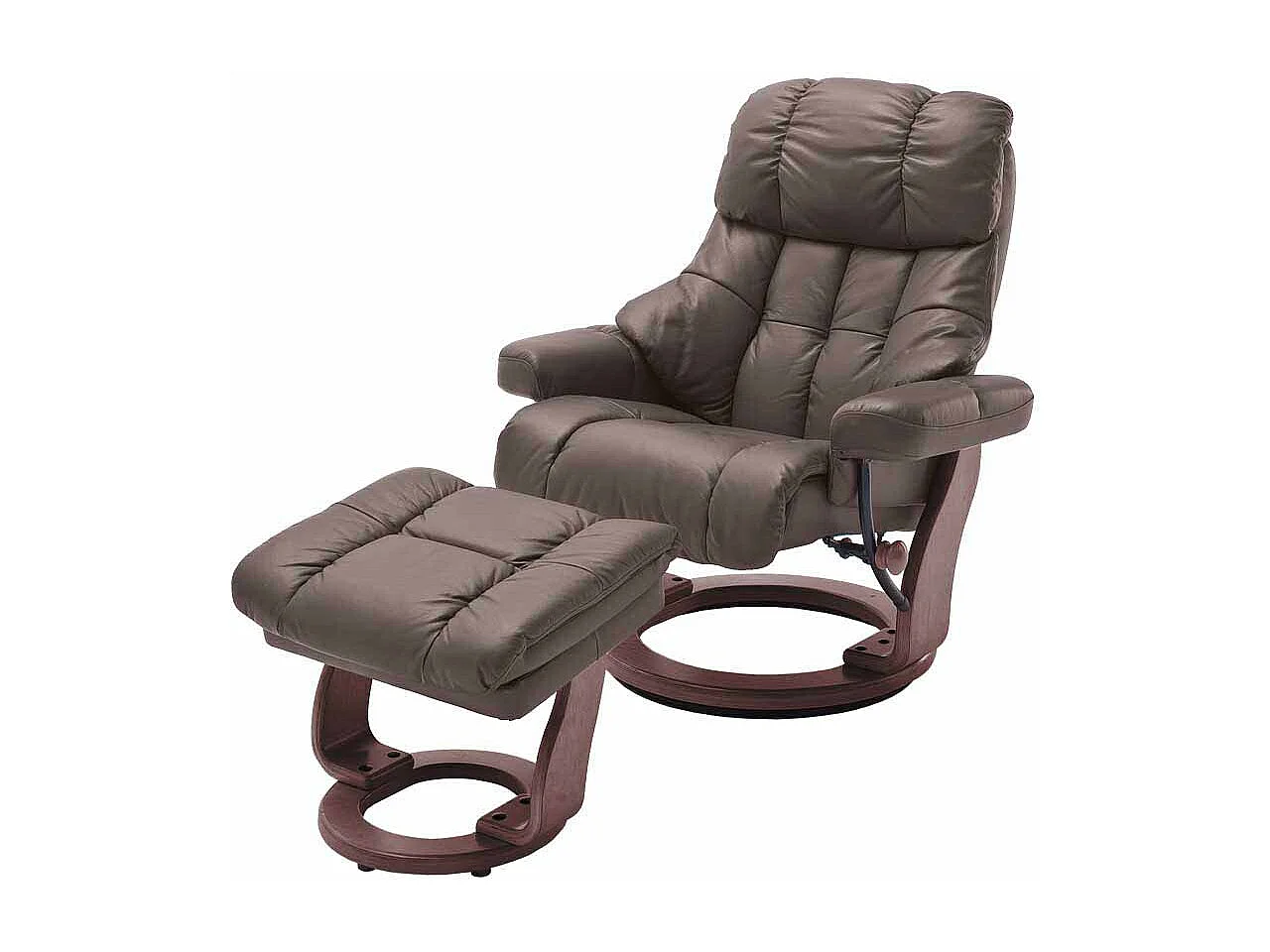 Fernsehsessel in Braun Echtleder mit Hocker (zweiteilig)