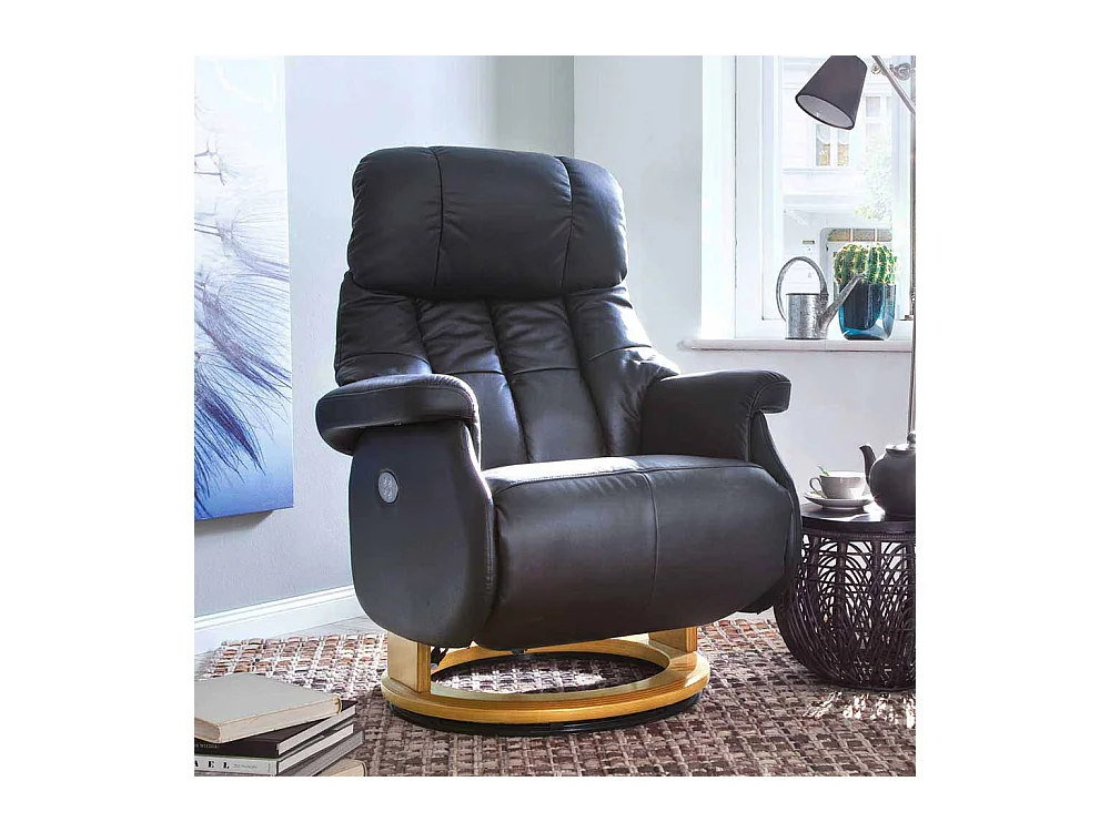 Leder Relaxsessel in Schwarz elektrisch