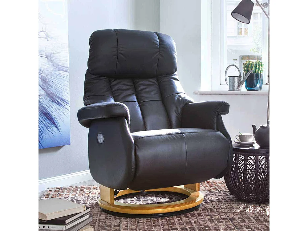 Leder Relaxsessel in Schwarz elektrisch