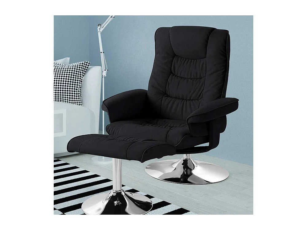 Wohnzimmer Sessel mit Hocker aus Kunstleder Metall (zweiteilig)