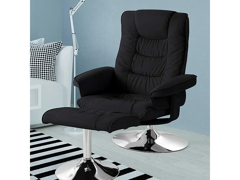 Wohnzimmer Sessel mit Hocker aus Kunstleder Metall (zweiteilig)