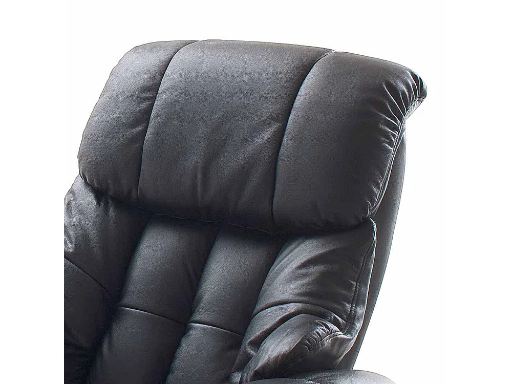 Relaxsessel aus Leder Schwarz mit Hocker (zweiteilig)