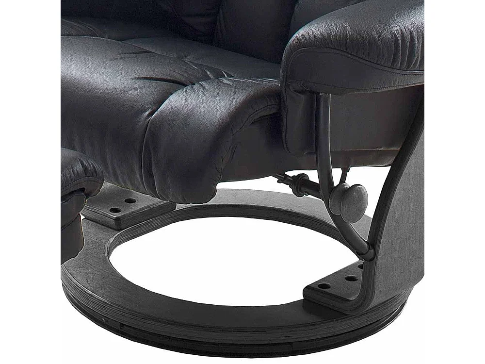 Relaxsessel aus Leder Schwarz mit Hocker (zweiteilig)