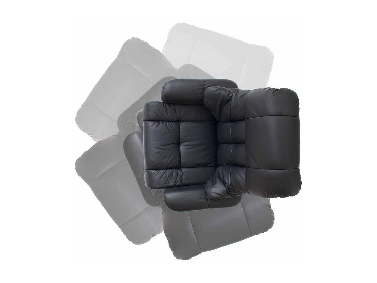 Relaxsessel aus Leder Schwarz mit Hocker (zweiteilig)