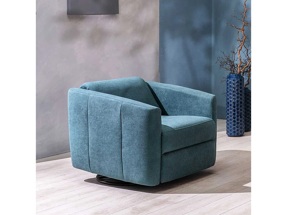 Wohnzimmer Fernsehsessel verstellbar in Petrol Metall Ringgestell