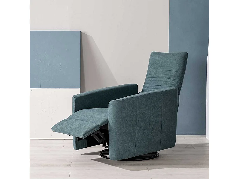 Wohnzimmer Fernsehsessel verstellbar in Petrol Metall Ringgestell