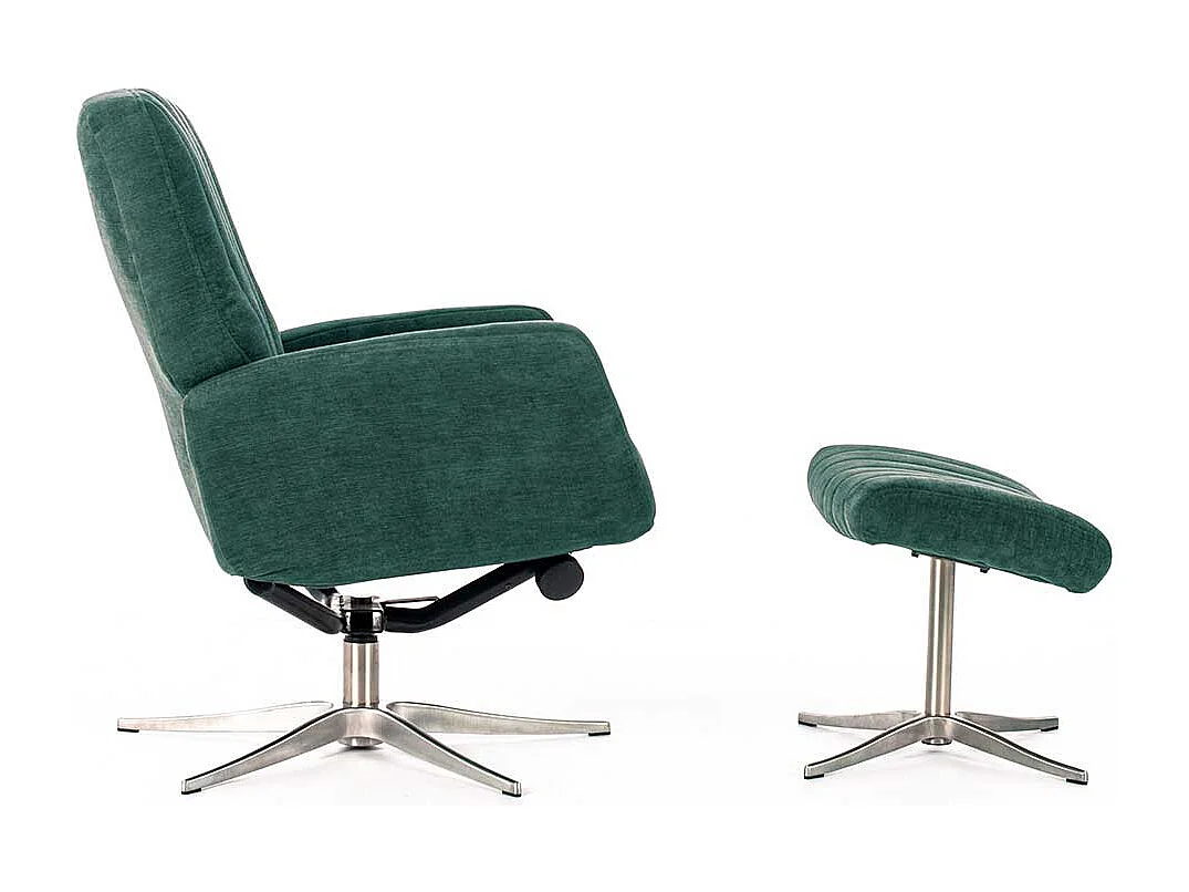 Relaxfernsehsessel in Petrol Samt Retrostil (zweiteilig)