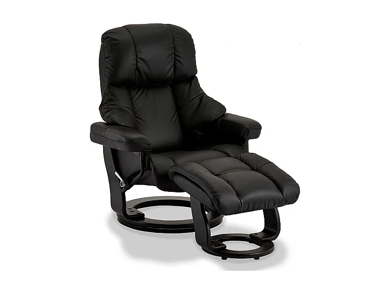 Drehbarer TV Sessel in Schwarz Fußhocker (zweiteilig)