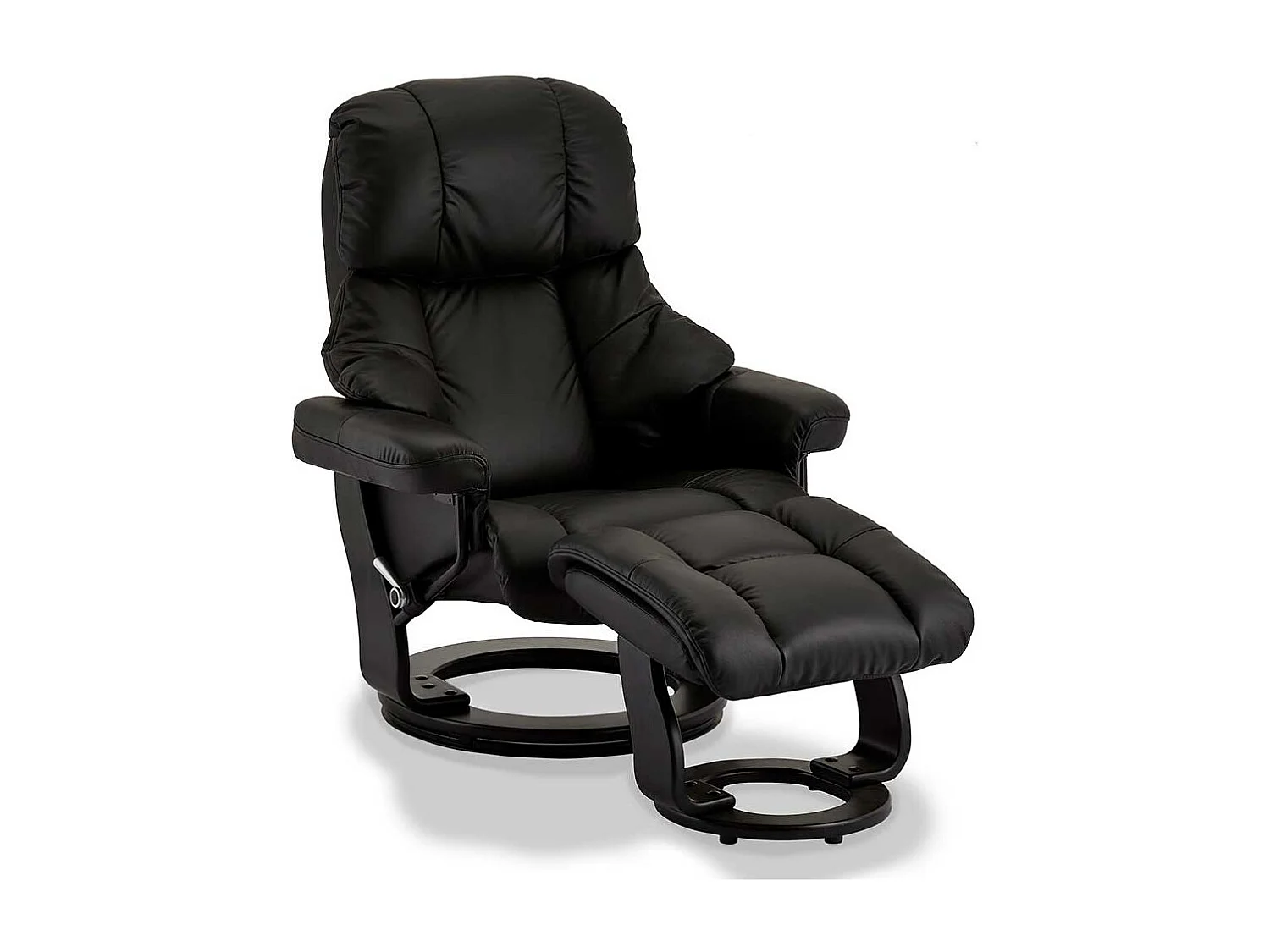 Drehbarer TV Sessel in Schwarz Fußhocker (zweiteilig)