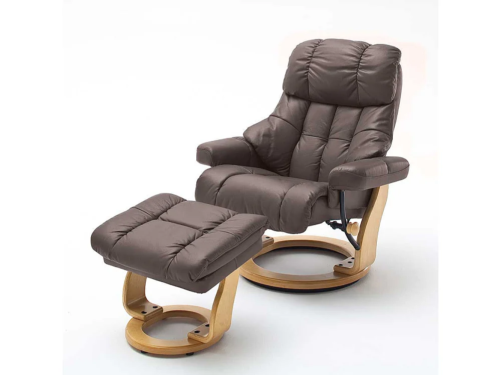 Ledersessel in Braun Relaxfunktion (zweiteilig)