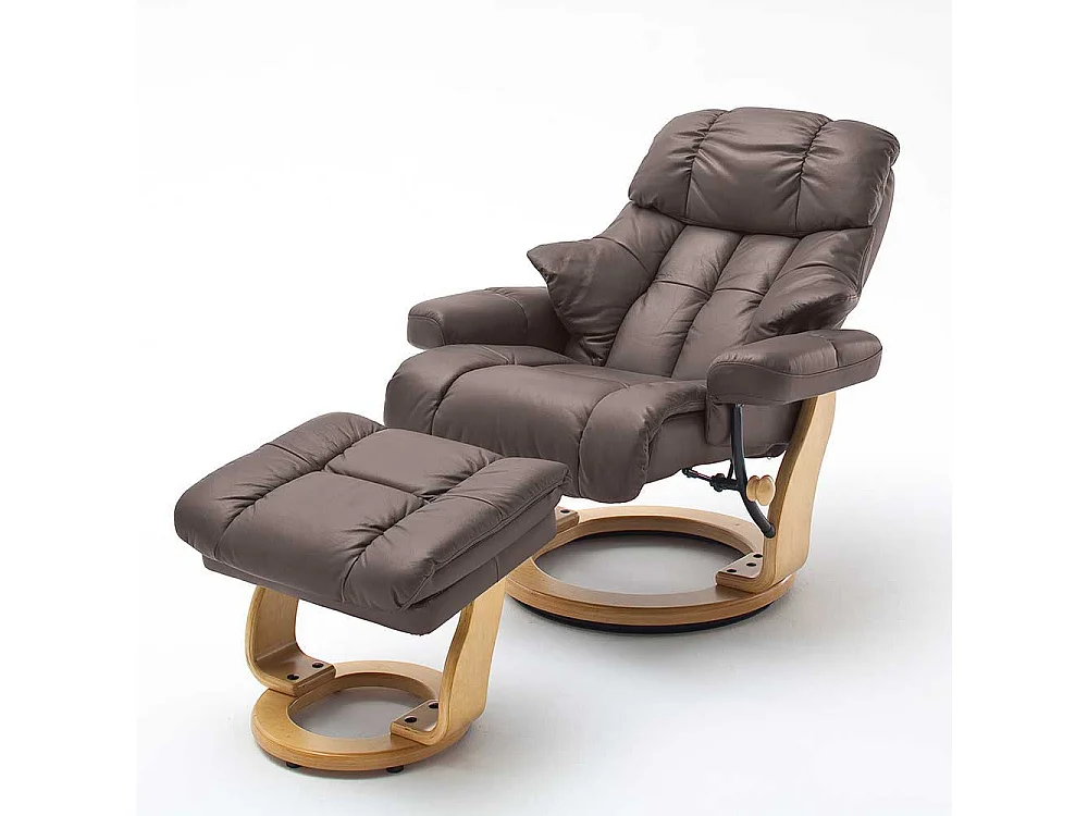 Ledersessel in Braun Relaxfunktion (zweiteilig)
