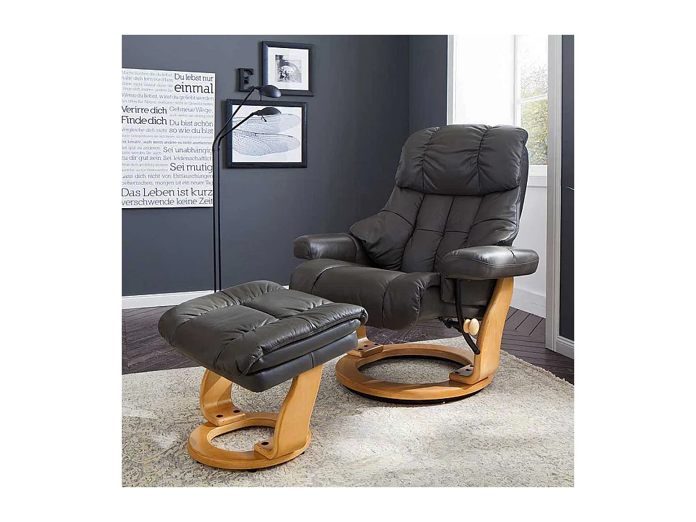 Leder Relaxsessel in Schlamm Hocker (zweiteilig)