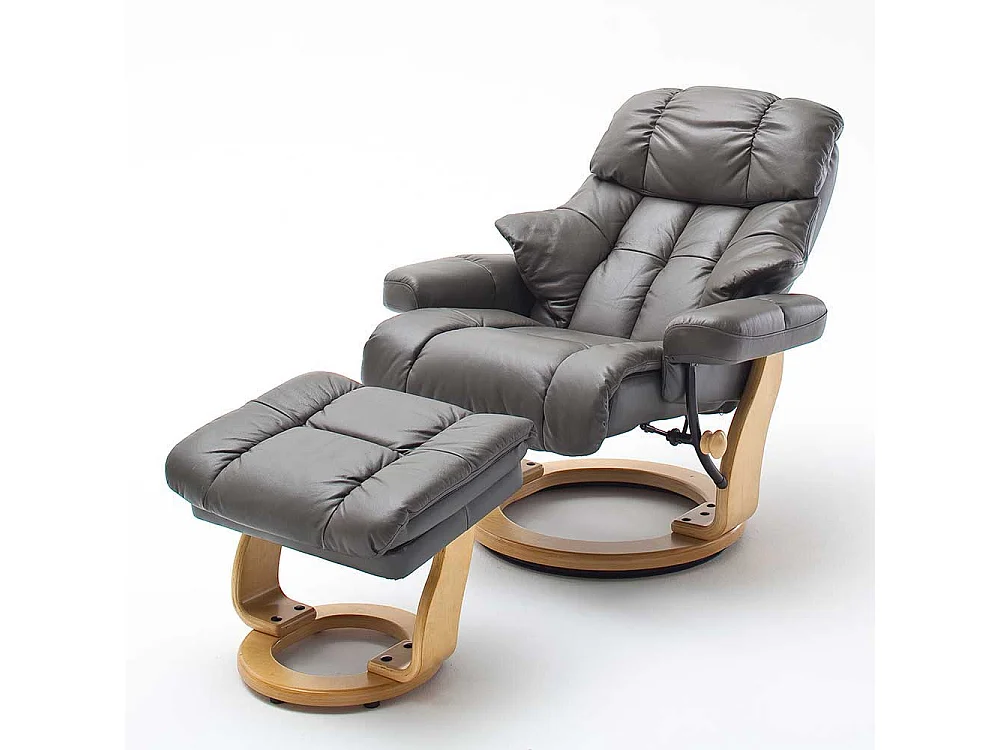 Leder Relaxsessel in Schlamm Hocker (zweiteilig)