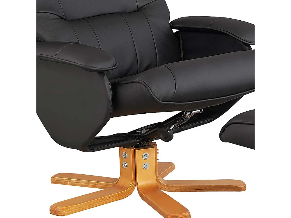 Schwarzer Polstersessel aus Kunstleder drehbar (zweiteilig)