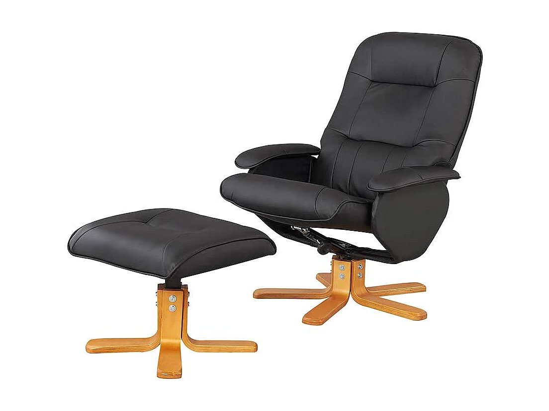 Schwarzer Polstersessel aus Kunstleder drehbar (zweiteilig)