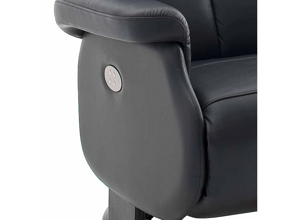 Schlafsessel in Schwarz Leder elektrisch verstellbar