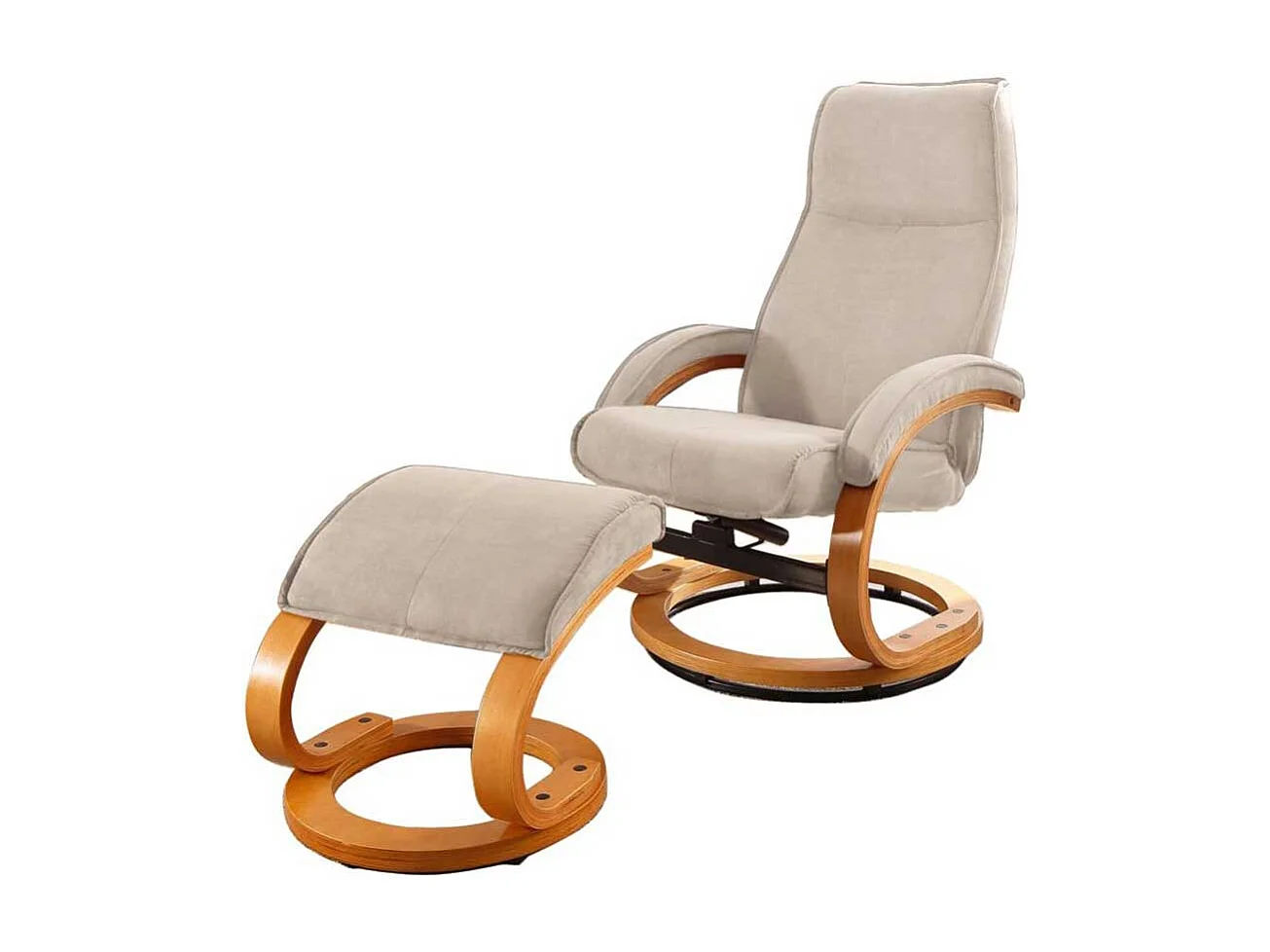 Entspannungssessel in Creme Weiß Microfaser Fußhocker (zweiteilig)