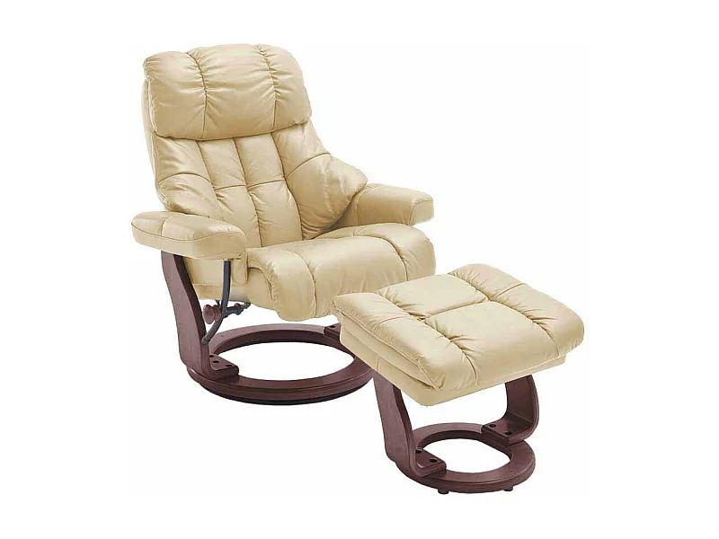 TV Sessel mit Relaxfunktion Creme Weiß Leder (zweiteilig)