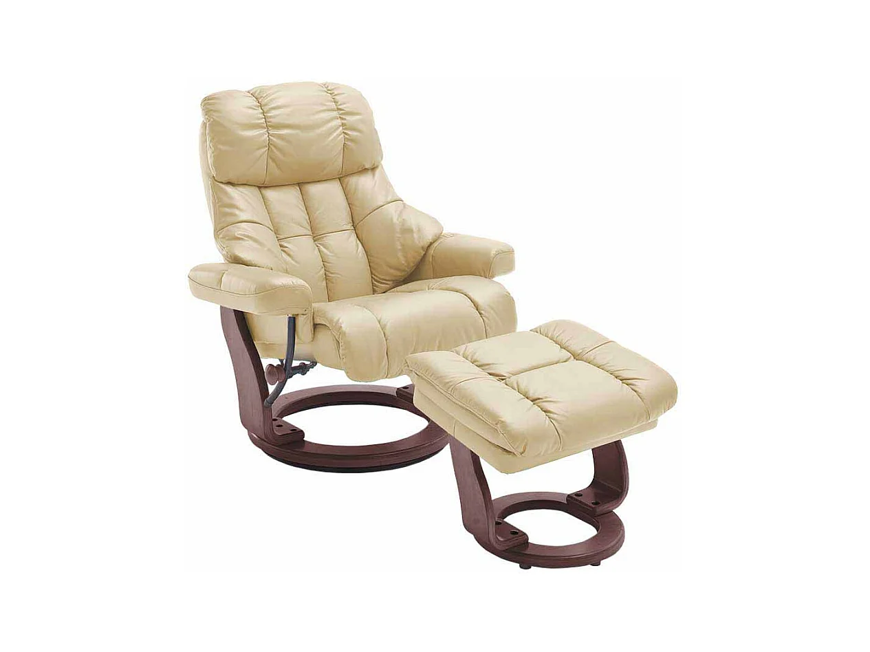 TV Sessel mit Relaxfunktion Creme Weiß Leder (zweiteilig)