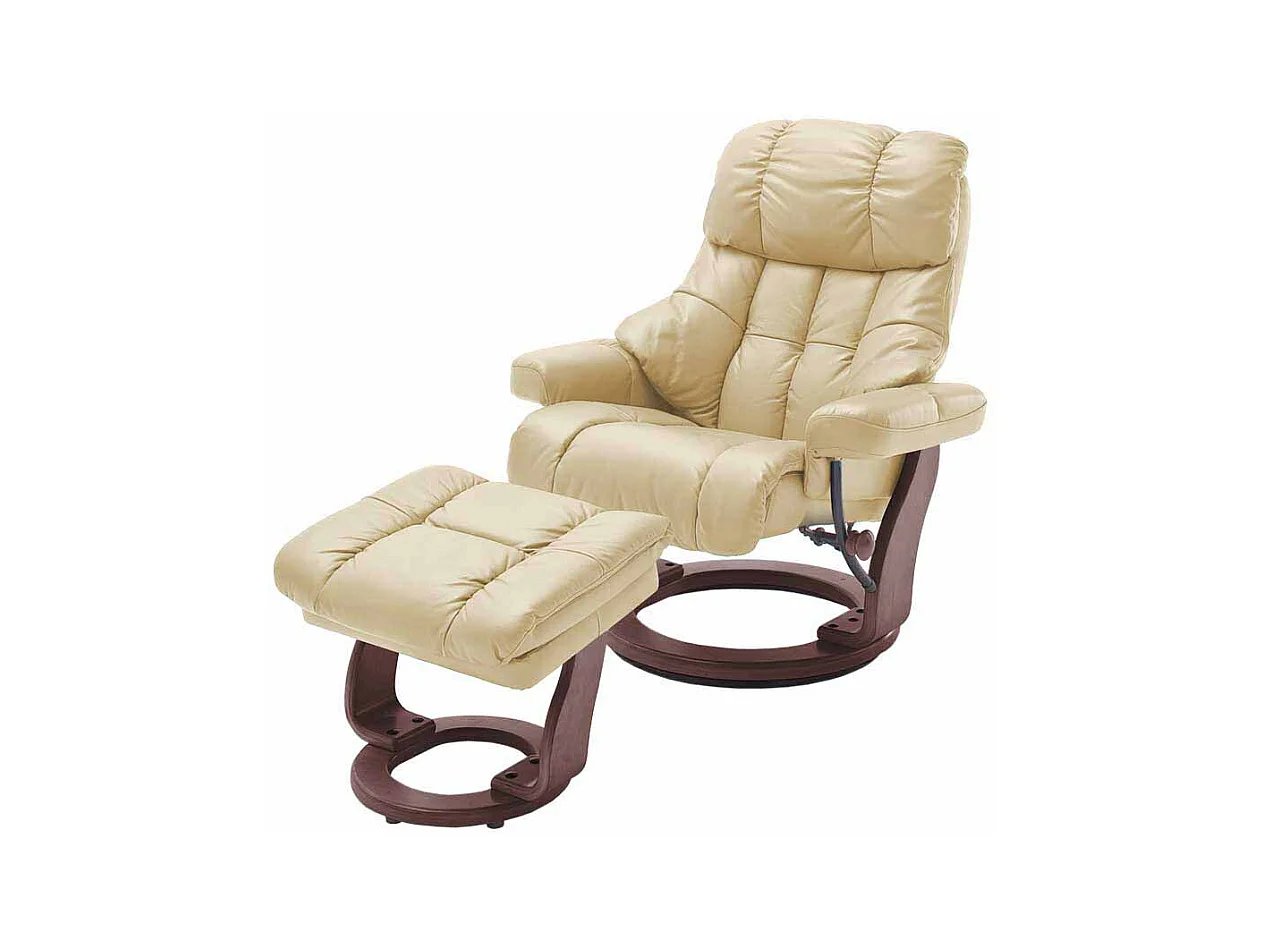 TV Sessel mit Relaxfunktion Creme Weiß Leder (zweiteilig)