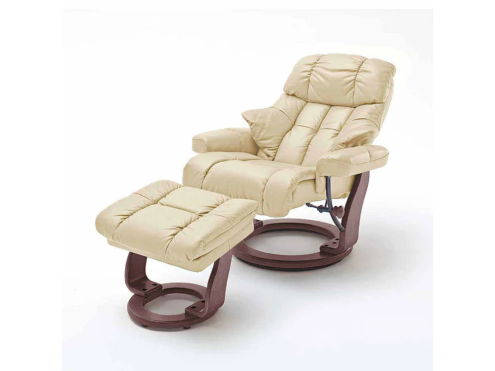 TV Sessel mit Relaxfunktion Creme Weiß Leder (zweiteilig)