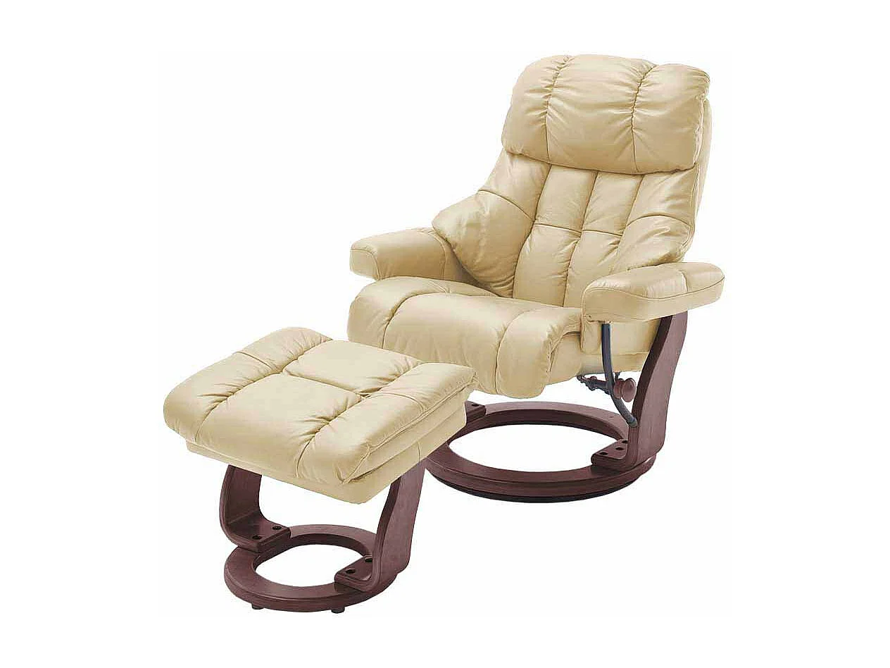 TV Sessel mit Relaxfunktion Creme Weiß Leder (zweiteilig)