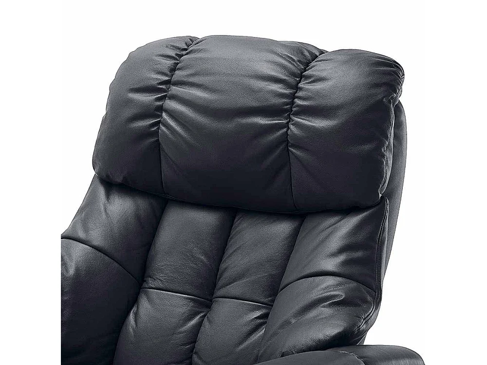 TV Relaxsessel aus Leder Schwarz mit Hocker (zweiteilig)