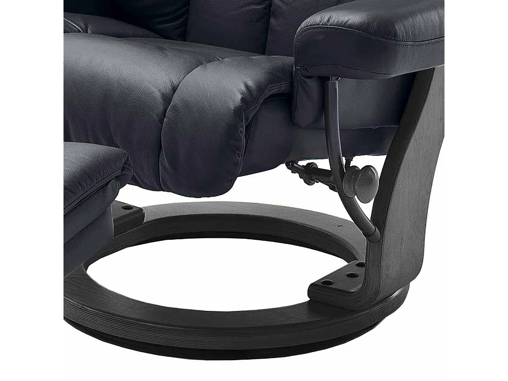 TV Relaxsessel aus Leder Schwarz mit Hocker (zweiteilig)