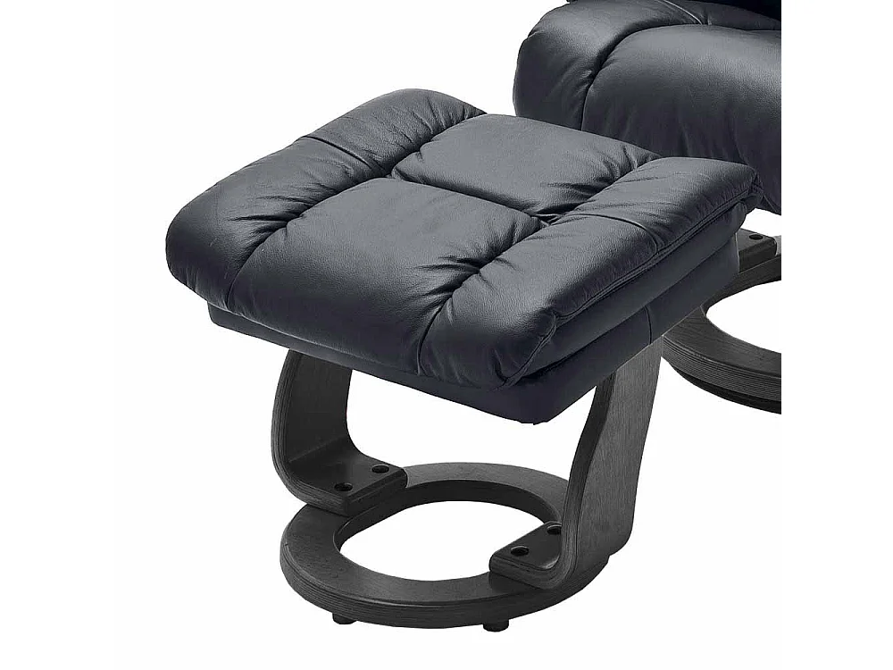 TV Relaxsessel aus Leder Schwarz mit Hocker (zweiteilig)