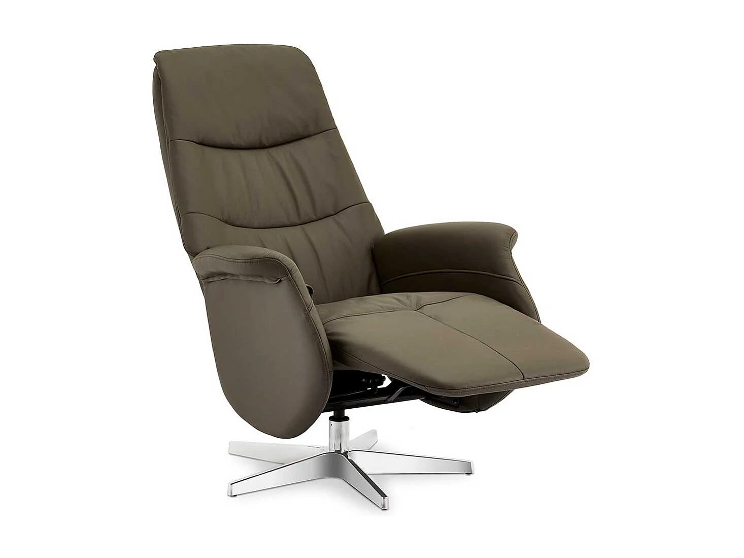 Entspannungssessel in Grau Leder drehbar