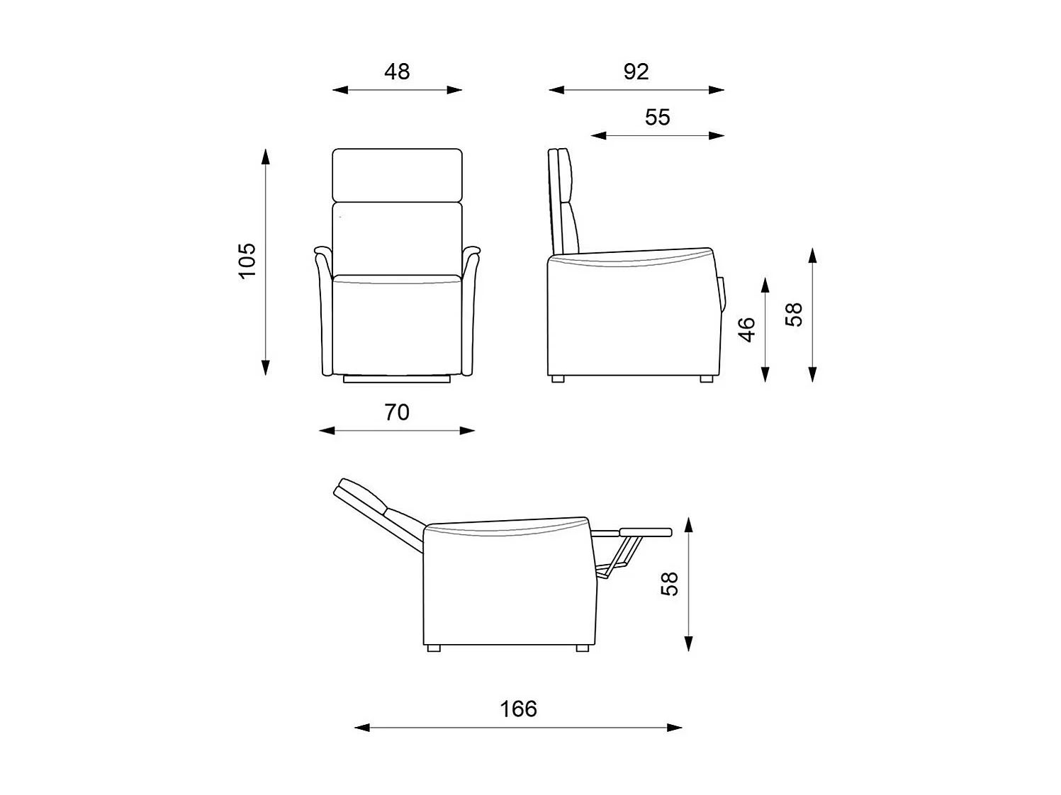 Entspannungssessel mit Armlehnen verstellbar