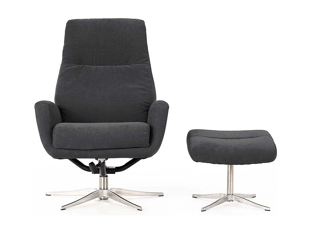 Entspannungssessel in Dunkelgrau Samt Fußhocker (zweiteilig)