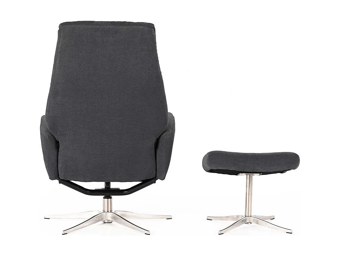 Entspannungssessel in Dunkelgrau Samt Fußhocker (zweiteilig)